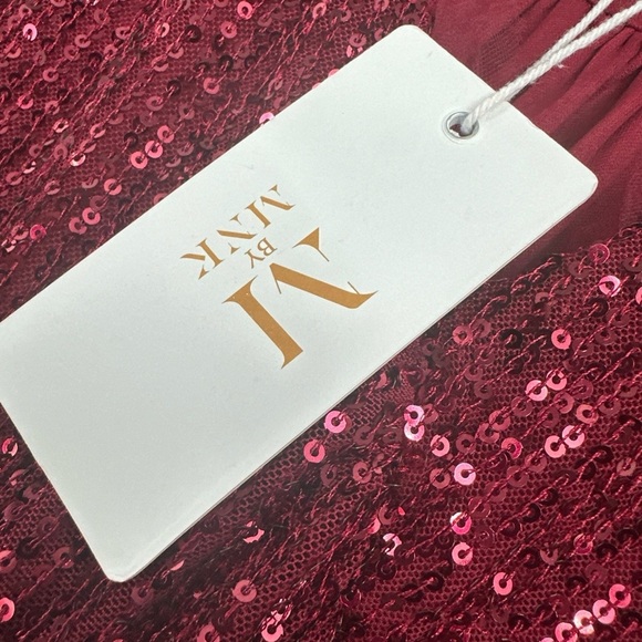 NEW M by MNK Tulle Trimmed Sequin Babydoll Swing Dress WOMEN'S LARGE - Picture 2 of 7